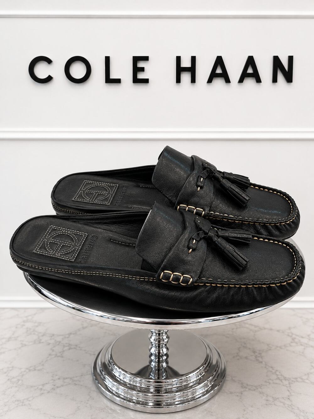 Cole Haan Genevieve Tassel Mule Loafers Black Leather Women’s 6B